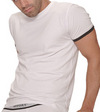 Report Collection Natural Crew Neck T-Shirt with Sleeve Binding